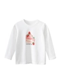 Minimalistisches weißes Langarmshirt für Mädchen mit süßem Erdbeerkuchen-Druck aus Baumwolle - 90cm / Cremeweiß