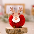 Colgante de reno de lana de cordero roja con astas de madera para decorar el árbol de Navidad - Rojo