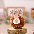 Colgante de reno de lana de cordero marrón con cabeza de madera para árbol de Navidad - Marrón