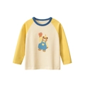 Maglia bambina a maniche lunghe con stampa orso, maniche raglan gialle e corpo beige - 90cm / Beige/Giallo