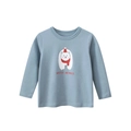 Maglietta a maniche lunghe azzurra per bambini con stampa di orso polare e scritta - blu acqua / 90cm