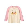 Maglietta bambina a maniche lunghe raglan rosa con stampe di orsetti carini - Albicocca Riso / Rosa / 90
