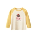 Maglia bimbo a maniche lunghe raglan gialle con stampa orsetto cupcake in cotone - 90cm / Albicocca/Giallo Medio