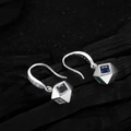 Boucles d'oreilles S925 en argent géométriques avec zircons colorés sur bois noir - Zirconia Géométrique Multicolore (Tige en Argent 925)
