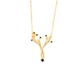Elegant gold necklace featuring a hollow branch pendant with multiple black gemstones - Black Zirconia Tree of Life Necklace