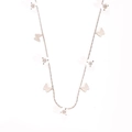 Silver stainless steel necklace with hollow butterflies and white flower pendants - Butterfly Flower Style (0274) - Silver
