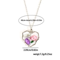 Detail of silver heart necklace with purple and pink gemstones and rose patterns - Silver Heart Tulip Style (EXRGN0236) / Silver