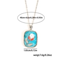 Blue enamel flower pendant necklace with white pearl inlay and silver chain detail - Silver Rectangular Tulip Style (EXRGN0240)