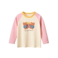 Camiseta infantil de manga raglán rosa con estampado de ositos y palomitas - Albaricoque Arroz / Rosa / 90cm