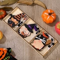 Halloween Holzanhänger-Set mit Wichteln, Kürbis und Besen in einer Dekobox aus Holz - Stil B / In Holzkiste verpackt
