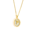 Collier doré avec pendentif perle ovale et motif artistique de feuille de ginkgo - Style Perle Ginkgo Ovale Doré (TYGN0245)