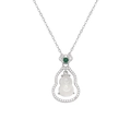 Collana cinese con ciondolo a forma di zucca in calcedonio bianco e pietre verdi chic - Collana a Zucca Con Diamanti Sintetici Imitazione Calcedonio