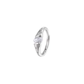 Vintage-Ring mit ovalem Moissanit und Sternengravur auf poliertem 925er Silber - Einstellbar Offen / Silberner Sternenschliff Ring / Silber