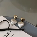 Franse luxe tweekleurige hartoorringen met een geborstelde metalen afwerking - Goud/Zilver Tweekleurig Hart