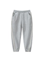 Light gray kids cotton jogger pants with side stripe and elastic ribbed cuffs - 160 / Mixed Grey