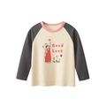 Camiseta de manga larga para niños con ilustración de dibujos animados en color beige - 90cm / Albaricoque/Gris Oscuro