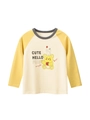 T-shirt à manches longues pour enfants avec imprimé ours mignon et col rond gris - Beige/Jaune (HT3131) / 90cm