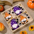 Lot de pendentifs gnomes d'Halloween en bois avec motifs de crânes et chapeaux de sorcière - Style Crâne Et Chapeau De Sorcière (Modèle B)