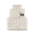 Gilet imbottito invernale per bambini bianco crema con simpatica toppa a forma di orso - 110cm / Beige