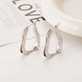 Minimalist silver irregular wavy hoop earrings with a high-polished finish for women - Silver Irregular U-Shape Ear Buckle