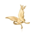 Matte gold open ring with elegant 3D double butterfly design on white background - Butterfly Ring Gold / Gold