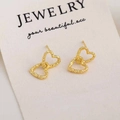 Orecchini a perno a forma di cuore intrecciato dorato con design a spirale per donna - Oro