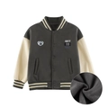 Veste collège enfant grise et blanche avec doublure polaire et broderies - 120 / gris foncé