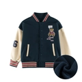 Gevoerde honkbaljas voor jongens in marineblauw en wit met een beer-patch en fleece - 160cm / Koninklijk blauw