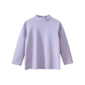 Girls' light purple and white striped long sleeve turtleneck t-shirt in soft knit - 90 / Purple