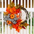 Ghirlanda autunnale con scritta hello fall, zucca, bacche e foglie di acero rosse - Cartello Con Lettere A Tema Autunnale + Ghirlanda Di Farfalle 40*40 Cm