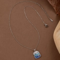 Collier océan en acier inoxydable avec pendentif étoile de mer et coquillage émaillé bleu - Argenté
