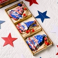 Set di gnomi in legno per il Giorno dell'Indipendenza con i colori patriottici USA - Ciondolo Scatola di Legno Divisa Giorno dell'Indipendenza Stile A