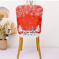 Red Christmas chair cover featuring three cute gnomes with snowflakes and pine trees - Red