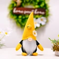 Gnome plush toy with yellow knitted bee hat and daisy decor for home decoration - Bee Gnome Male Style (Long Beard) / Yellow
