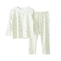 Green and white checkered kids cotton pajamas with strawberry and daisy prints - 90cm / Top And Bottom / Off White Green Plaid