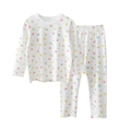 Kids long sleeve pajamas set with colorful fruit pattern in cream white finish - 90cm / Top And Bottom / Off White Fruit