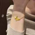 Gouden geborstelde vlinder- en bloemarmband in retro asymmetrische stijl voor dames - Vlinderbloem Stijl