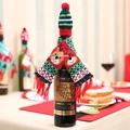 Christmas striped knitted hat and deer scarf set for wine bottle decoration - Christmas Reindeer Style