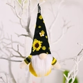 Bee gnome plush pendant with yellow polka dot hat and sunflower detail for home decor - Black Polka Dot Hat Style