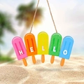 Summer themed colorful wooden popsicle hanging sign with HELLO text for home decor - Hello Ice Pop Style