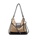 Sac fourre-tout kaki et marron foncé avec pendentif baseball et rabat en cuir chic - Avec Pendentif / Kaki