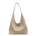 Bolso hobo beige minimalista en piel sintética suave con diseño de gran capacidad - Blanco Roto
