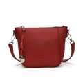 Rote Crossbody-Beuteltasche aus Leder mit Kieselstruktur und Herz-Anhänger - Rot