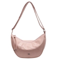 Schicke rosa Leder-Umhängetasche in minimalistischer Halbmondform für Damenmode - Rosa