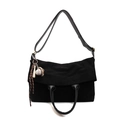 Grande borsa tote vintage nera con ciondolo da baseball e tracolla regolabile - Con Ciondolo / Nero