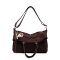 Grande borsa shopper marrone scuro in pelle scamosciata con ciondolo a tema baseball - Con Ciondolo / Marrone
