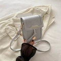 Mini borsa a tracolla verticale grigio argento con bordo ondulato e ciondolo - Con Ciondolo / Argento