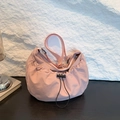 Minimalistische roze geplooide schoudertas met verstelbare riem voor dagelijks gebruik - Roze