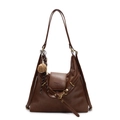 Veelzijdige donkerbruine vintage draagtas van leer met afneembare riemen en hanger - Zonder Hanger / Tan
