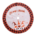 Round 1.2m Christmas tree skirt with red buffalo plaid border and gnome print - Forest Old Man Red and Black Plaid Tree Skirt